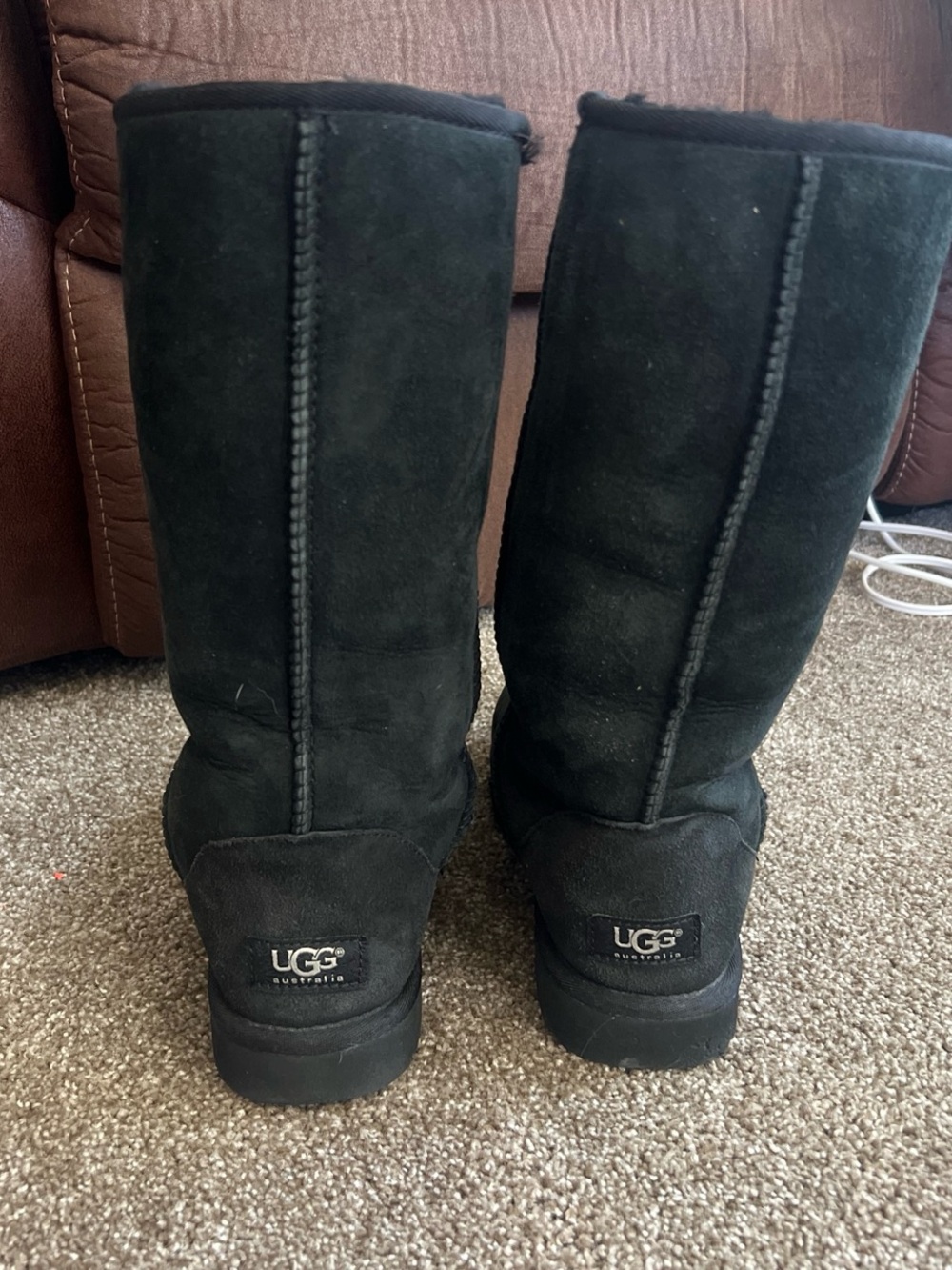 UGG Black Suede Tall Winter Boots for Women